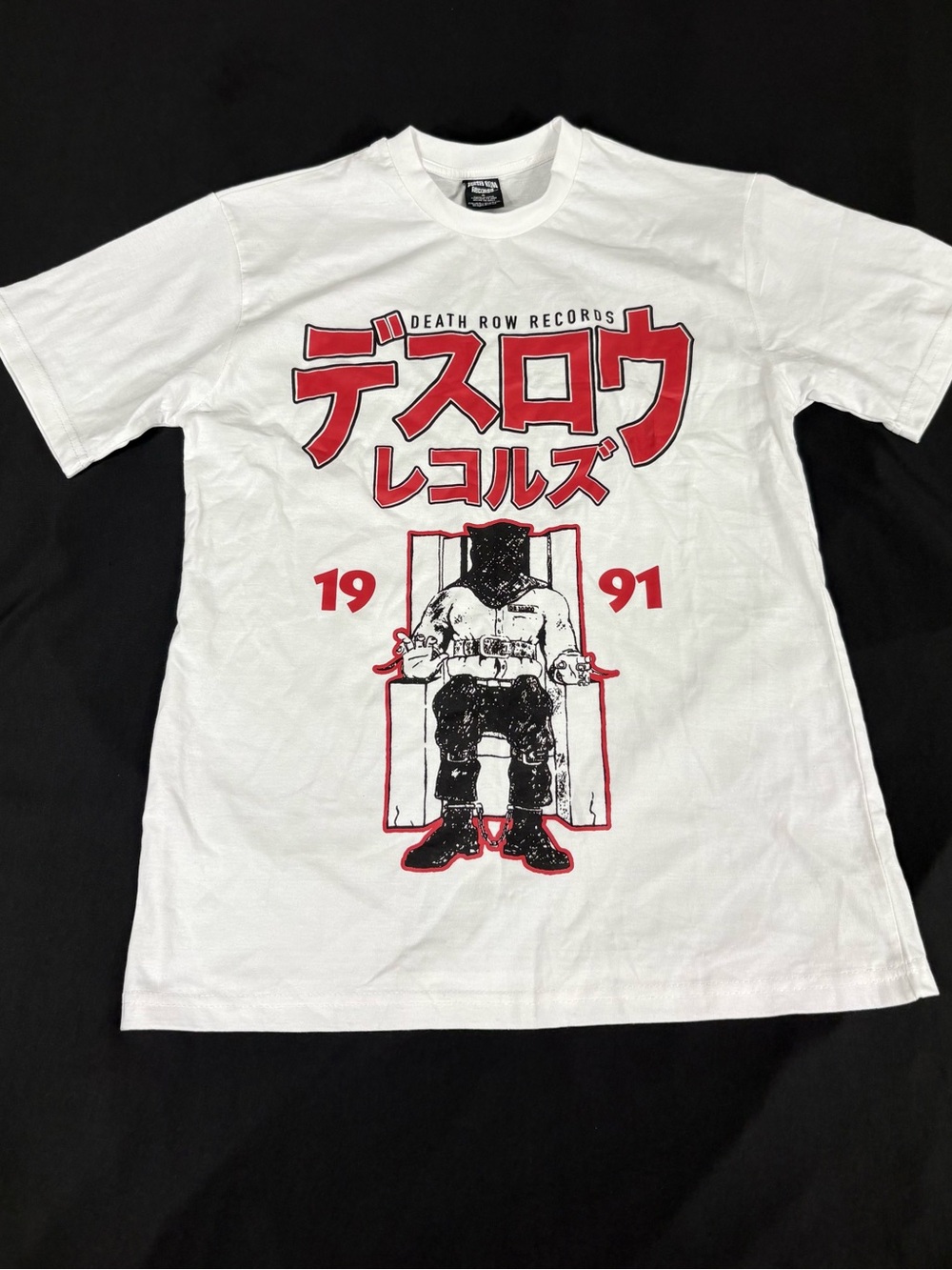 NWOT Death Row Récords Mens White Print Short Sleeve T-Shirt Size S